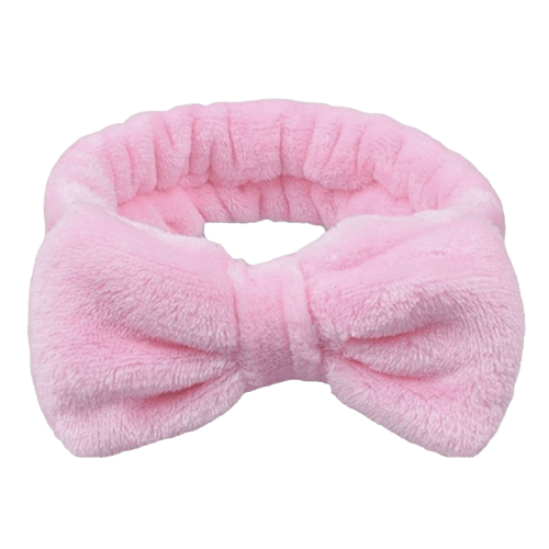 Pink plush bow-shaped The Soap Gal x Barbie Pink Makeup Headband with Bow.