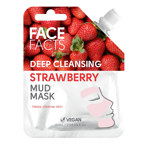 A package of Deep Cleansing Strawberry Mud Clay Mask with vegan labeling from The Soap Gal x.