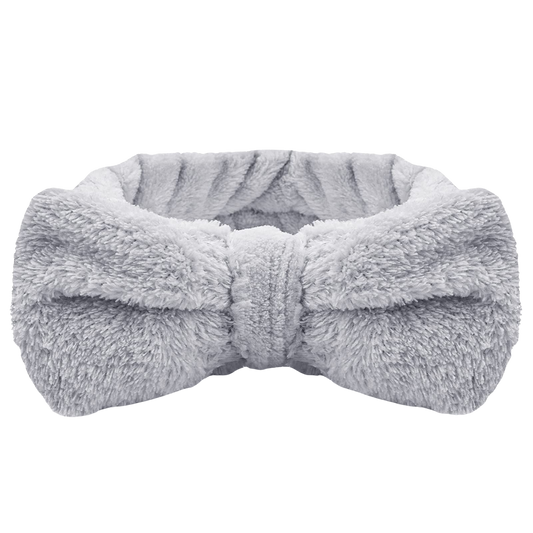 Grey Fluffy Bow Headband