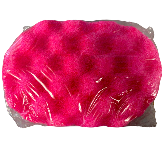 A vegan, pink, plush Cocktail Inspired Soap Sponge - Limited Edition eye mask wrapped in plastic packaging by The Soap Gals.