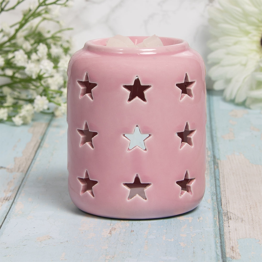 Ceramic Multi Star Cut Out Oil/Wax Warmer - Pink